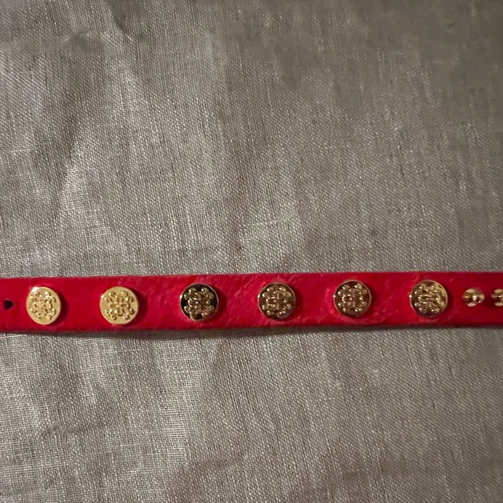 Rustic Cuff Red Logo button bracelet